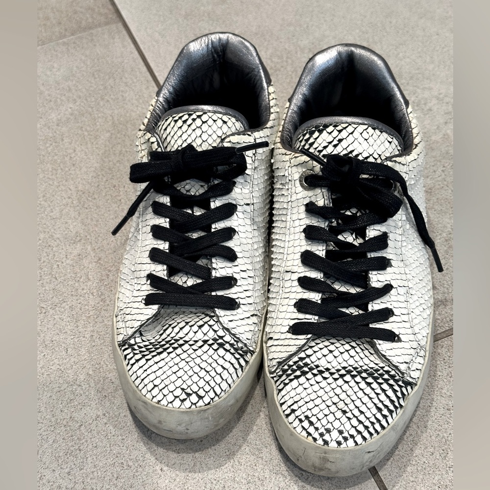 ZADIG & VOLTAIRE white faux snake skin Keith Neo sneakers- size 39